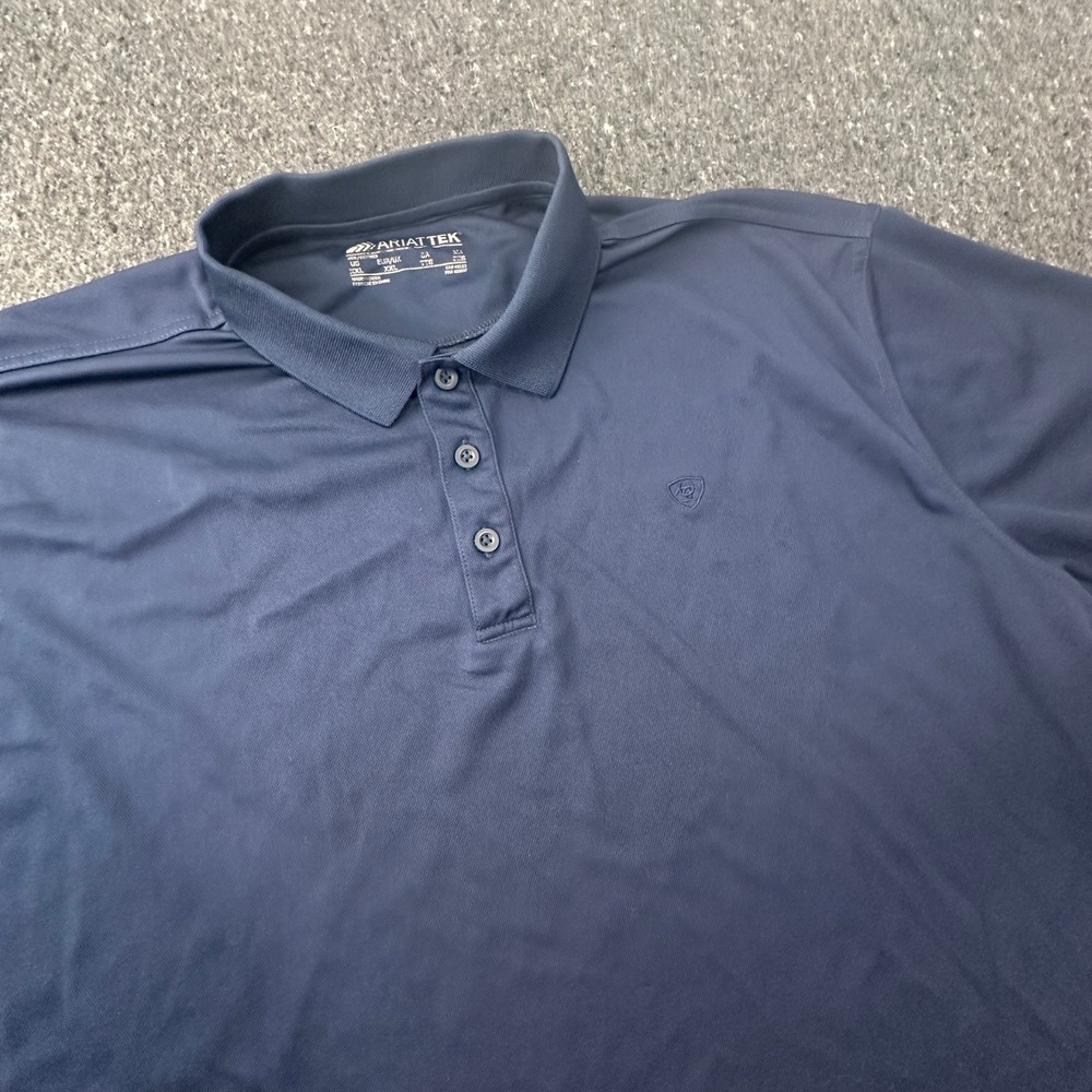 Ariat Polo Shirt Men XXL Navy Blue AriatTEK Performance Short Sleeve Logo